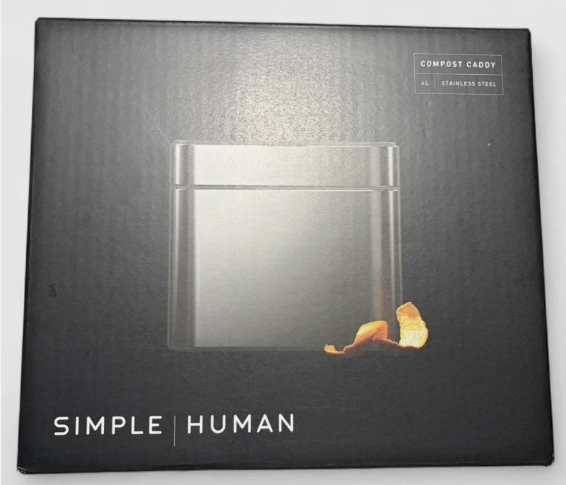simplehuman 4L Compost Caddy Bin Brushed Stainless Steel