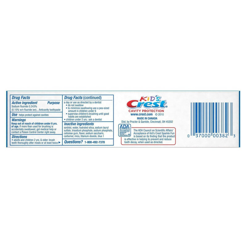 Crest Kid's Cavity Protection Sparkle Fun Flavor Toothpaste - 4.6oz
