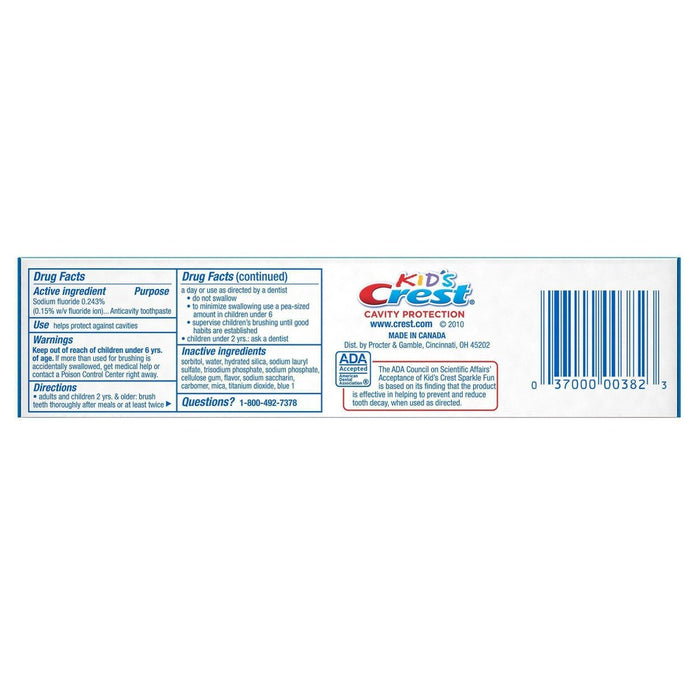 Crest Kid's Cavity Protection Sparkle Fun Flavor Toothpaste - 4.6oz