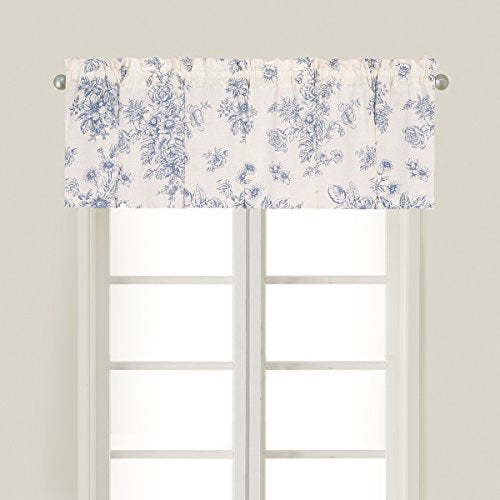 C&F Home Nelly Blue Toile Floral Botanical Spring Summer Cotton Bedroom Guestroom Premium Window Valance 72 x 15.5 Blue (LOCAL PICKUP ONLY)