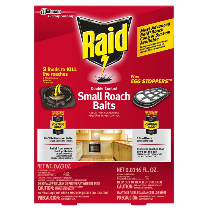 Raid Double Control Small Roach Baits Plus Egg Stoppers 12+3 ct