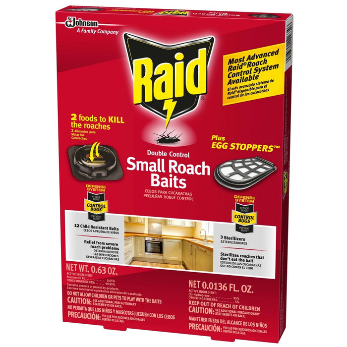 Raid Double Control Small Roach Baits Plus Egg Stoppers 12+3 ct