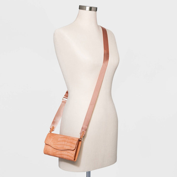 Alligator Print Flap Crossbody Bag - A New Day™ Coral Orange
