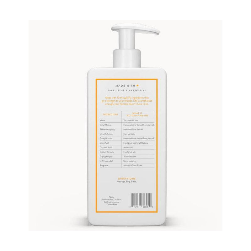 Native Vegan Strengthening Conditioner with Almond & Shea butter, Clean, Sulfate, Paraben and Silicone Free - 16.5 fl oz