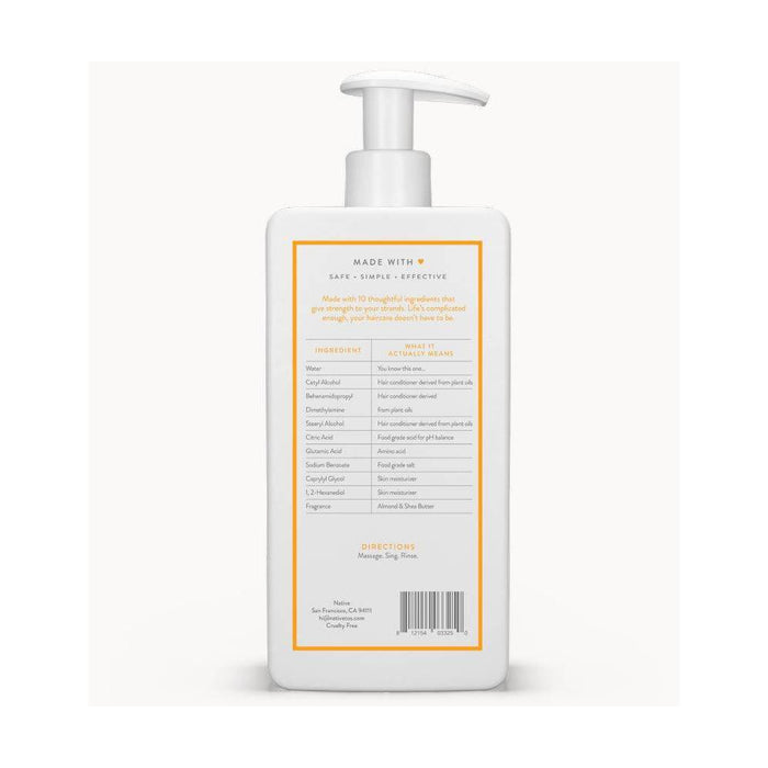 Native Vegan Strengthening Conditioner with Almond & Shea butter, Clean, Sulfate, Paraben and Silicone Free - 16.5 fl oz