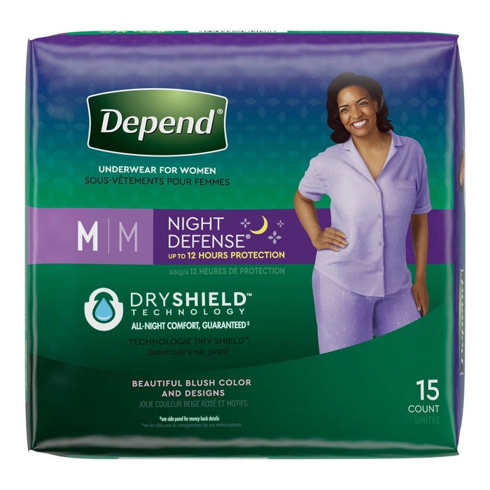Depend Night Defense Incontinence Fragrance Free Underwear for Women - Medium - Blush - 15ct