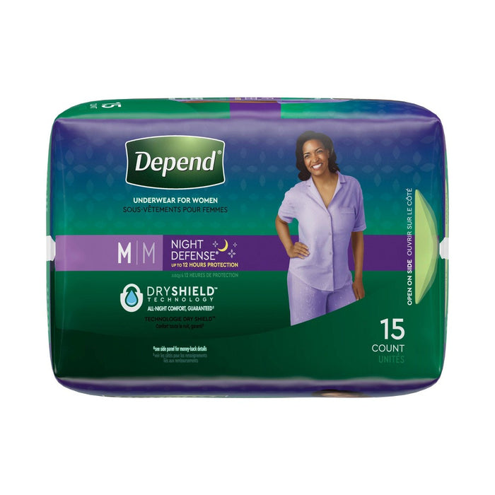 Depend Night Defense Incontinence Fragrance Free Underwear for Women - Medium - Blush - 15ct