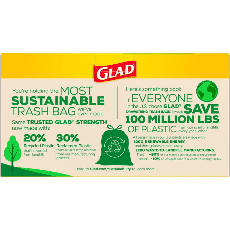 Glad ForceFlexPlus Recovered Plastic Trash Bag - Lemon Fresh - 13 Gallon - 45ct