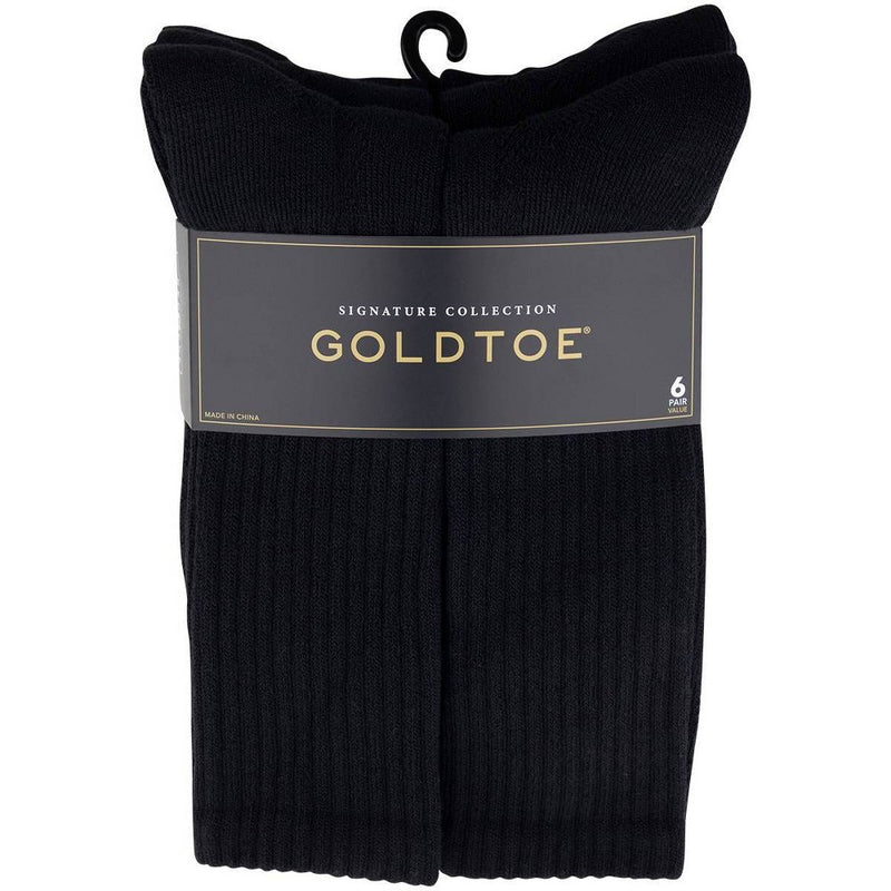 Signature Gold by GOLDTOE Men's Repreve Modern Essential Crew Socks 6pk - Black