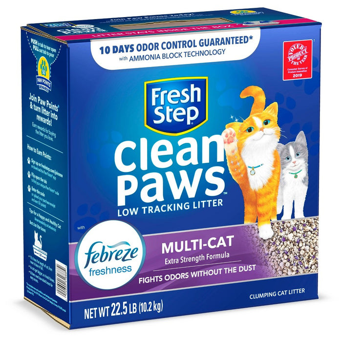Fresh Step Clean Paws Multi-Cat with the Power of Febreze Scented Clumping Cat Litter - 22.5lbs (LOCAL PICKUP ONLY)