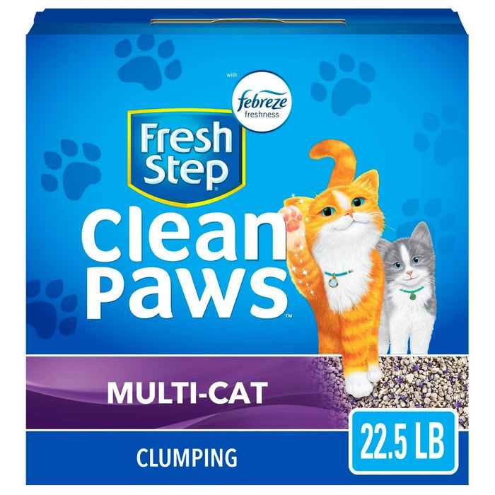 Fresh Step Clean Paws Multi-Cat with the Power of Febreze Scented Clumping Cat Litter - 22.5lbs (LOCAL PICKUP ONLY)