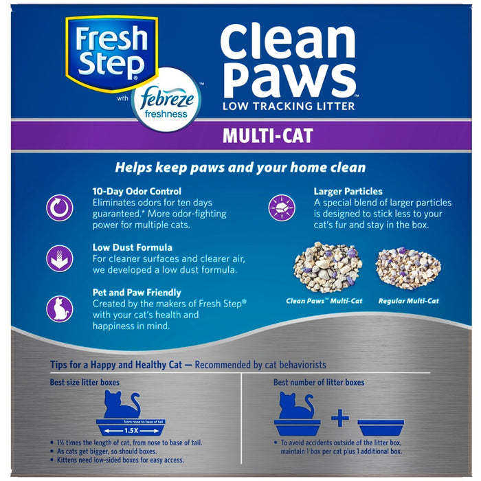 Fresh Step Clean Paws Multi-Cat with the Power of Febreze Scented Clumping Cat Litter - 22.5lbs (LOCAL PICKUP ONLY)