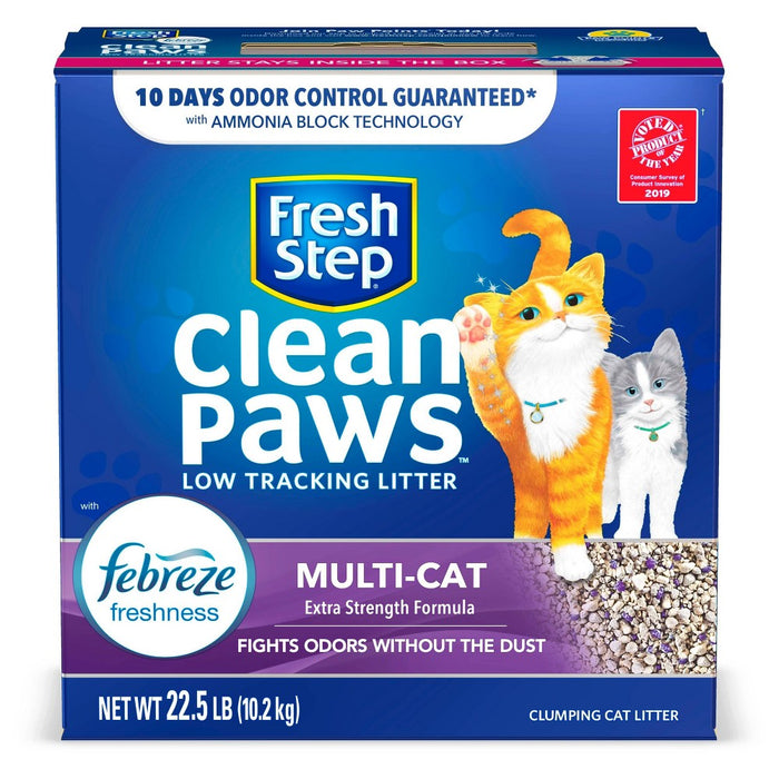 Fresh Step Clean Paws Multi-Cat with the Power of Febreze Scented Clumping Cat Litter - 22.5lbs (LOCAL PICKUP ONLY)