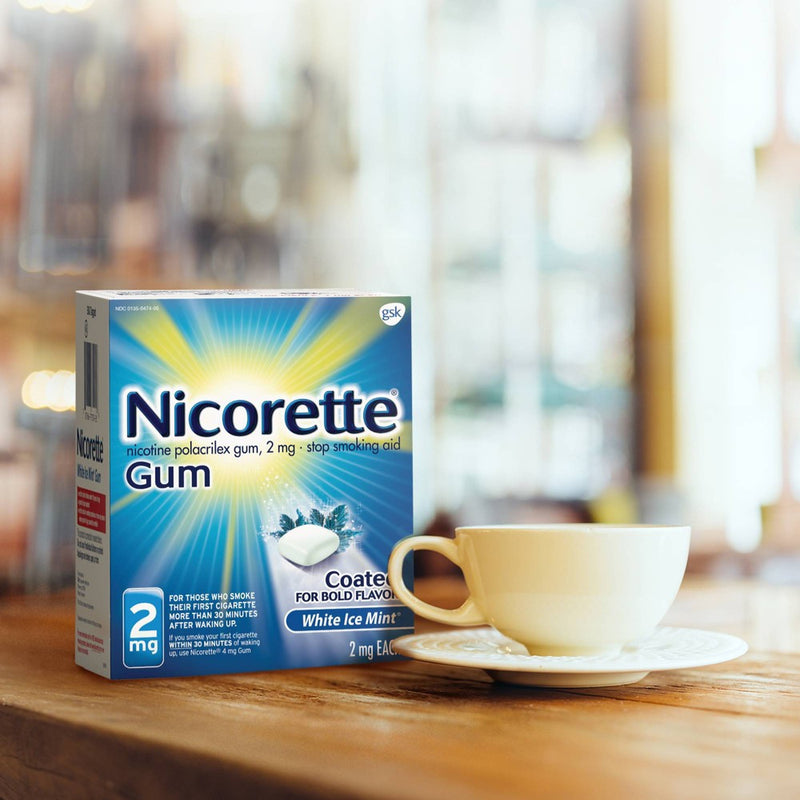 Nicorette 2mg Stop Smoking Aid Nicotine Gum - White Ice Mint - 100ct