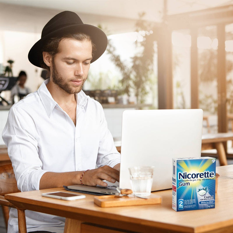 Nicorette 2mg Stop Smoking Aid Nicotine Gum - White Ice Mint - 100ct