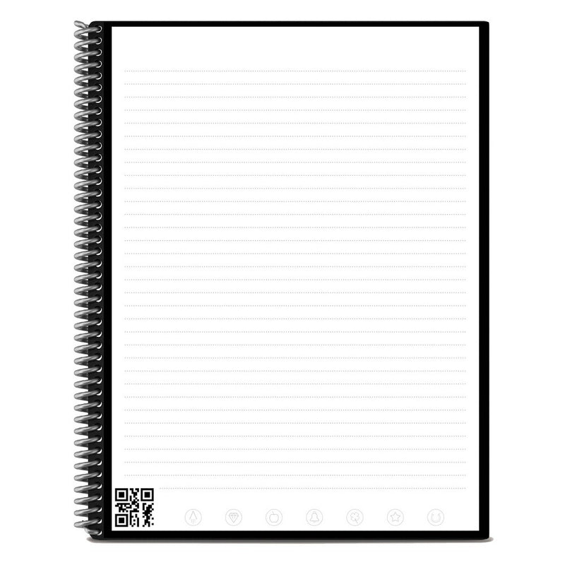 Core Smart Spiral Reusable Notebook Lined 32 Pages 8.5"x11" Black - Rocketbook