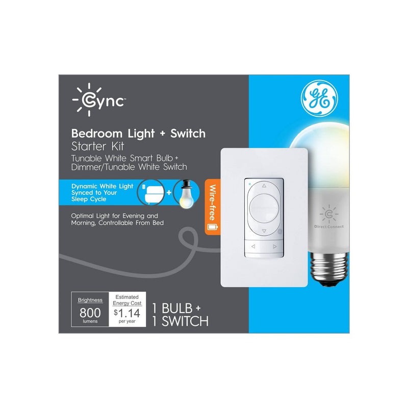 General Electric CYNC Smart Tunable White Light Bulb + Smart Dimmer Light Switch Bundle