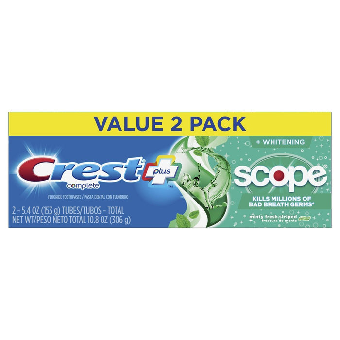 Crest + Scope Complete Whitening Toothpaste Minty Fresh - 10.8oz/2pk