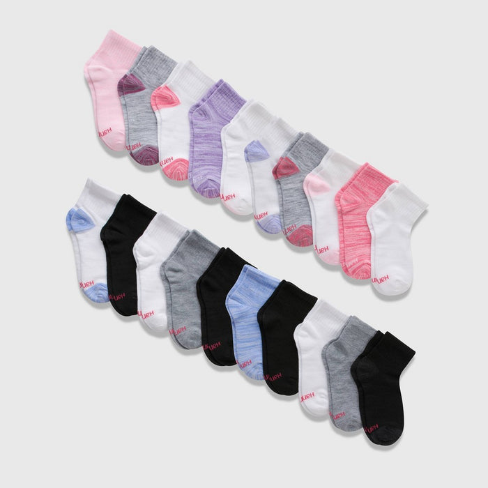 Hanes Girls' 20pk Ankle Socks - Colors May Vary L