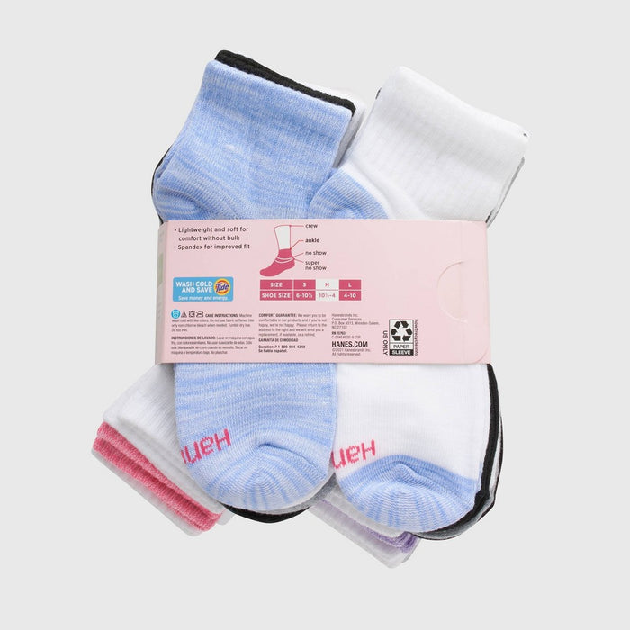 Hanes Girls' 20pk Ankle Socks - Colors May Vary L