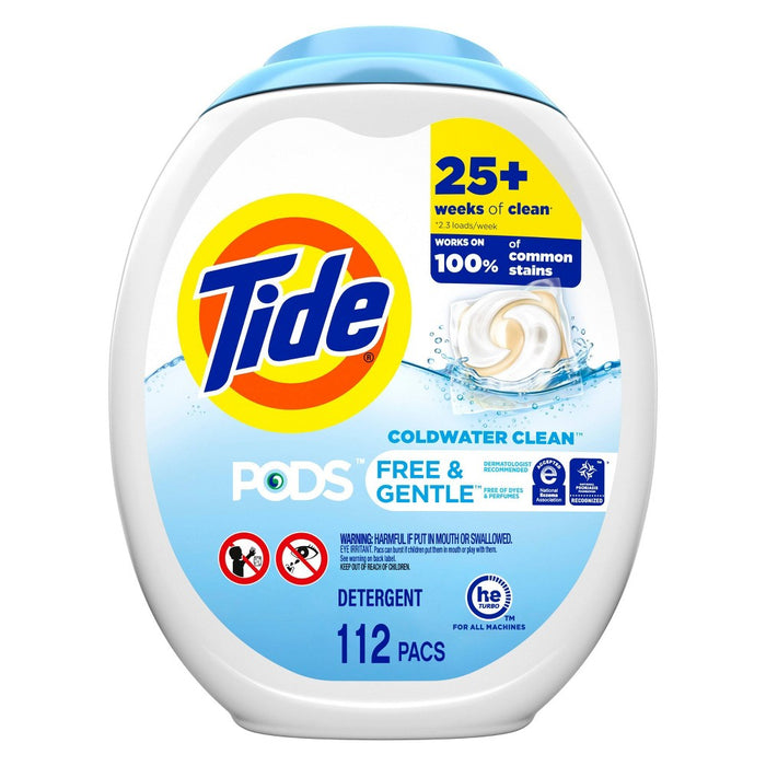 Tide Pods Laundry Detergent Pacs - Free & Gentle - 94oz/112ct