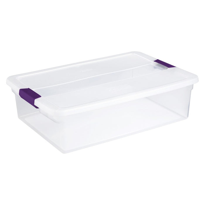 Sterilite ClearView Latch Storage Bin Clear with Purple Latch 8gal