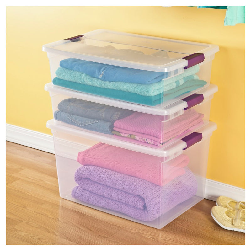 Sterilite ClearView Latch Storage Bin Clear with Purple Latch 8gal (LOCAL PICKUP ONLY)
