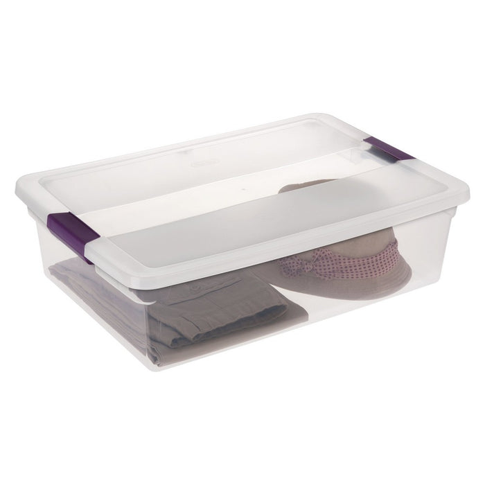 Sterilite ClearView Latch Storage Bin Clear with Purple Latch 8gal