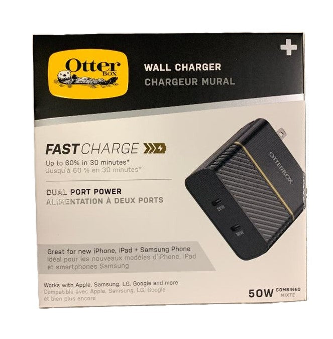 OtterBox Port 20W + 30W Wall Charger USB-C – 2 Ports – Black Shimmer