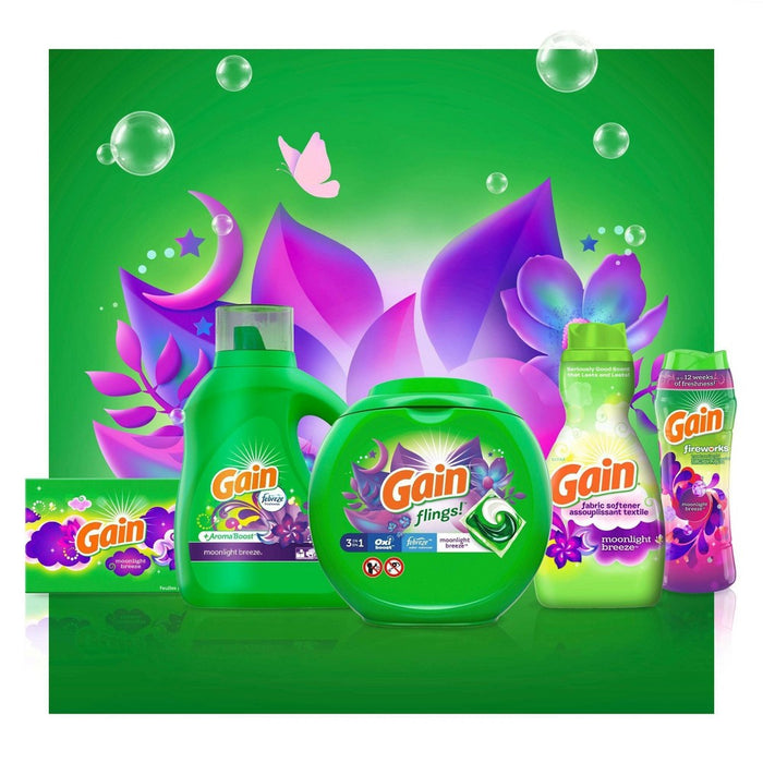 Gain flings! Liquid Laundry Detergent Pacs - Moonlight Breeze - 31oz/42ct