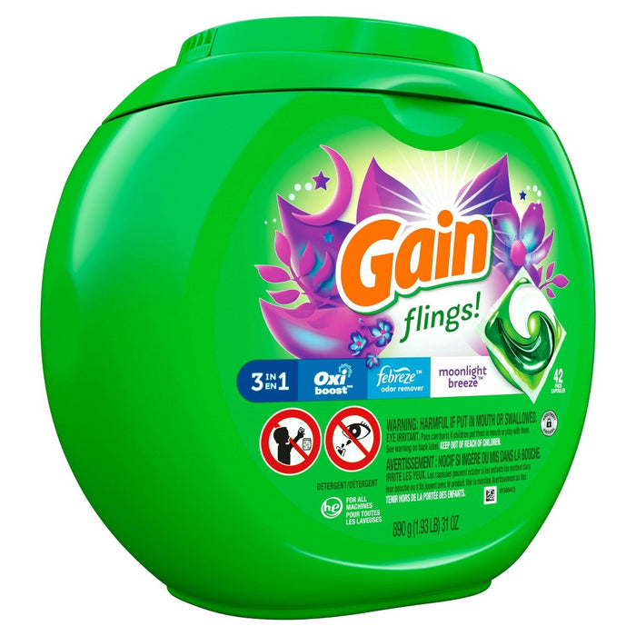 Gain flings! Liquid Laundry Detergent Pacs - Moonlight Breeze - 31oz/42ct