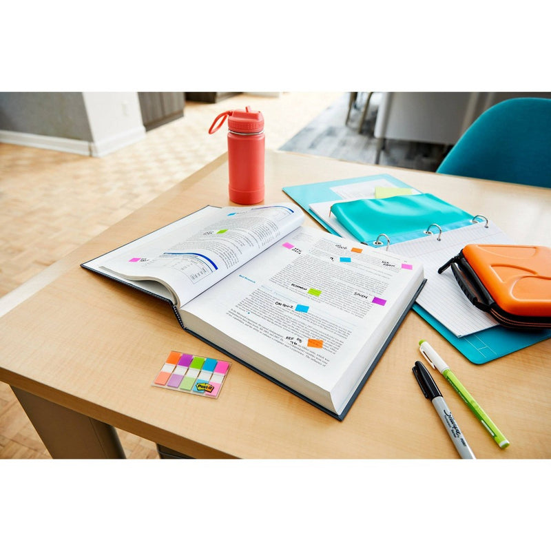 Post-it Flags, Assorted Bright Colors, .5 in. Wide, 100 Flags/On-the-Go Dispenser