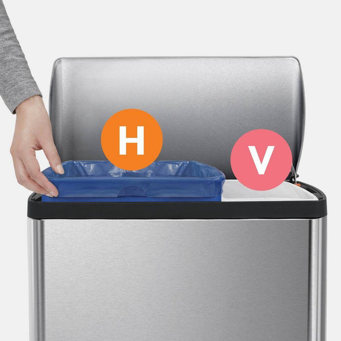 simplehuman 46L Dual Compartment Stainless Steel Rectangular Step Trash Can (LOCAL PICKUP ONLY)