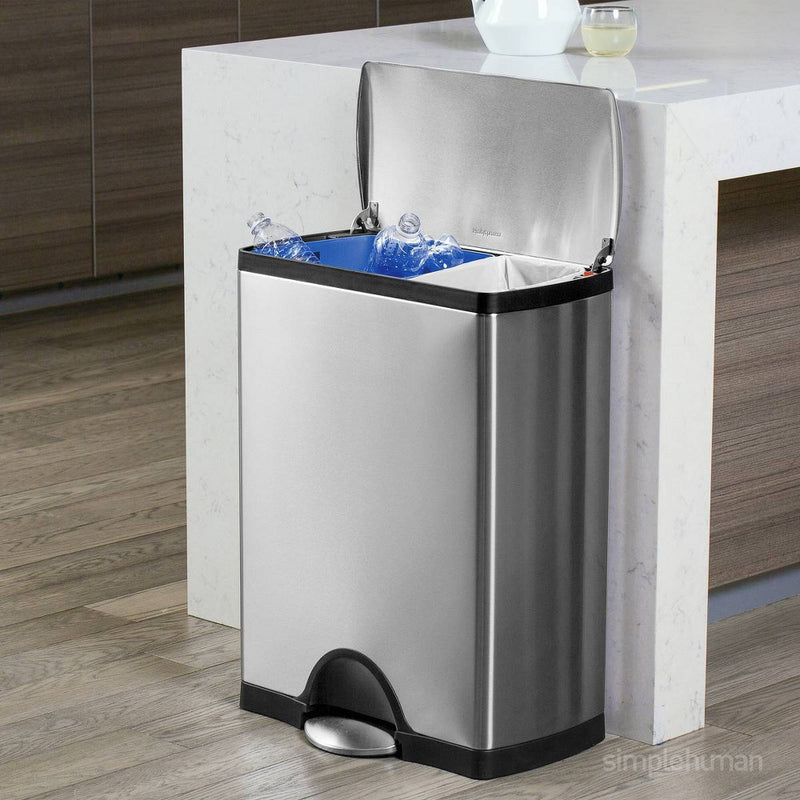 simplehuman 46L Dual Compartment Stainless Steel Rectangular Step Trash Can (LOCAL PICKUP ONLY)