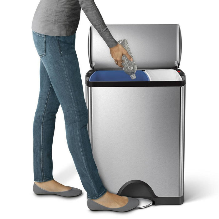 simplehuman 46L Dual Compartment Stainless Steel Rectangular Step Trash Can (LOCAL PICKUP ONLY)