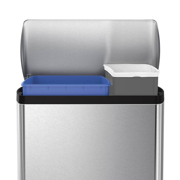 simplehuman 46L Dual Compartment Stainless Steel Rectangular Step Trash Can (LOCAL PICKUP ONLY)