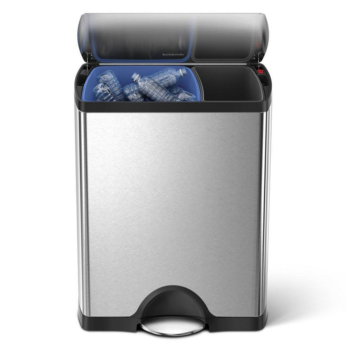 simplehuman 46L Dual Compartment Stainless Steel Rectangular Step Trash Can (LOCAL PICKUP ONLY)