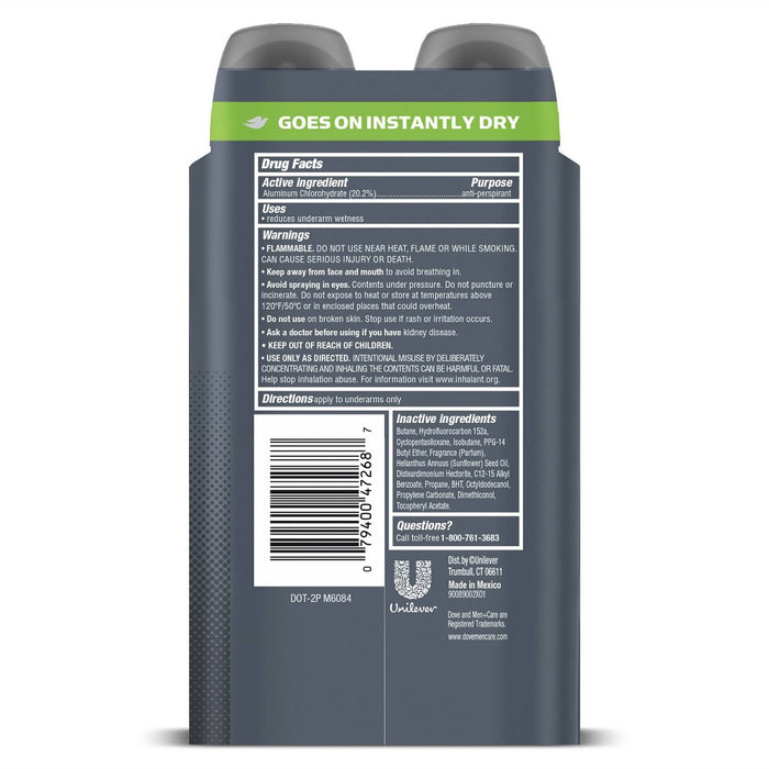 Dove Men+Care Extra Fresh 48-Hour Antiperspirant & Deodorant Dry Spray Twin Pack - 7.6oz/2ct