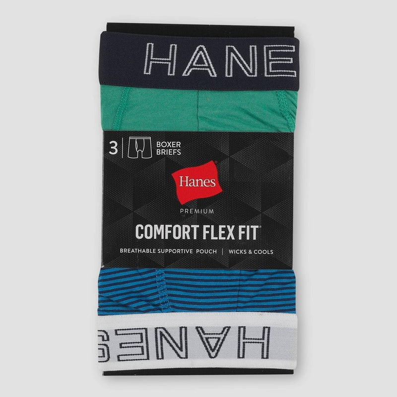 Hanes Red Label Men's Striped ComfortFlex Boxer Briefs with Wicking FreshIQ - Color May Vary S