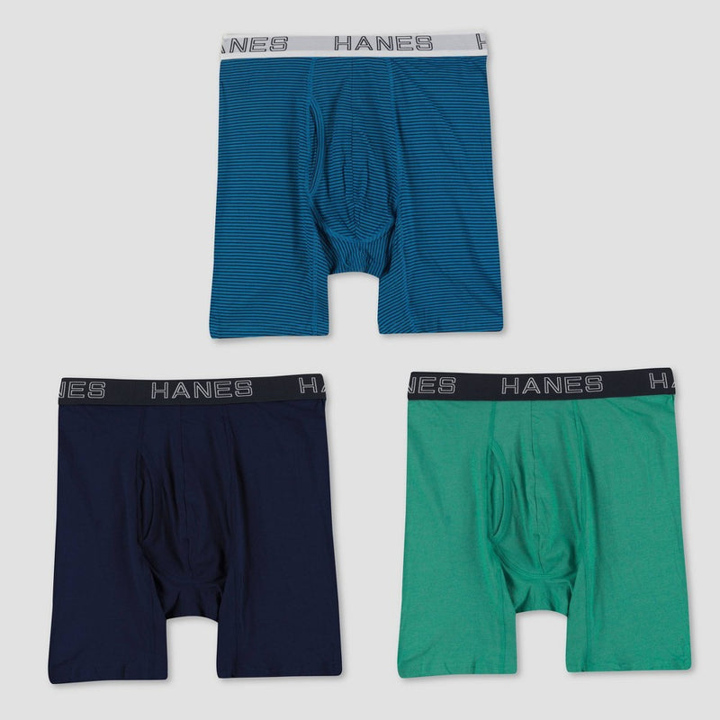 Hanes Red Label Men's Striped ComfortFlex Boxer Briefs with Wicking FreshIQ - Color May Vary S