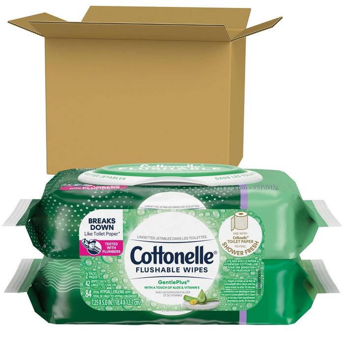 Cottonelle GentlePlus Flushable Wipes with Aloe & Vitamin E - 2pk/42ct