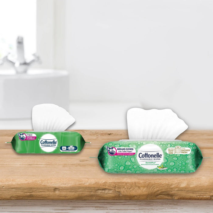 Cottonelle GentlePlus Flushable Wipes with Aloe & Vitamin E - 2pk/42ct