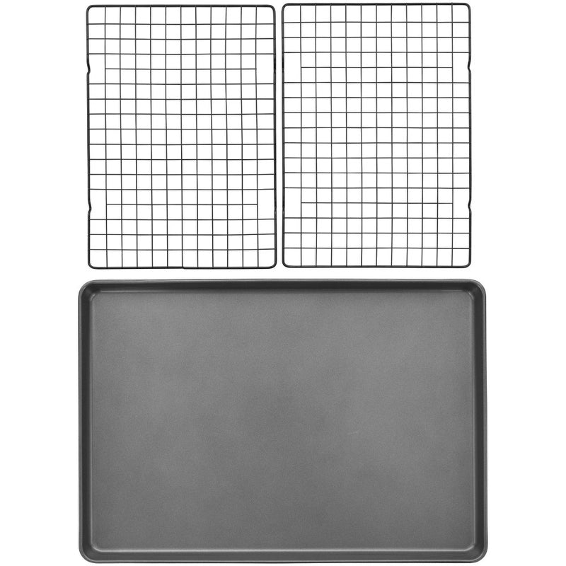 Wilton 3pc Steel Mega Cookie Sheet and Cooling Racks Set