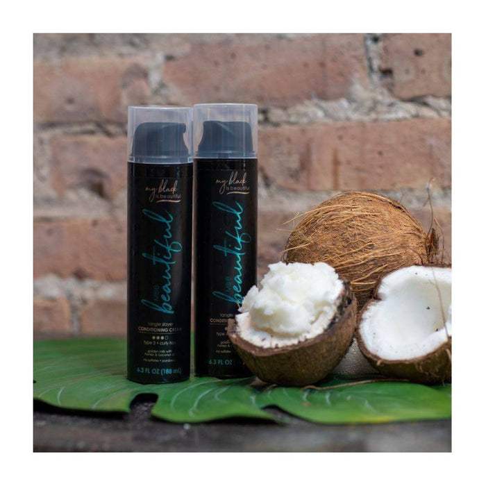 My Black is Beautiful Leave In Conditioner - Sulfate Free Conditioning Cream for Coily Hair with Coconut Oil, Honey & Turmeric - 6.3 fl oz