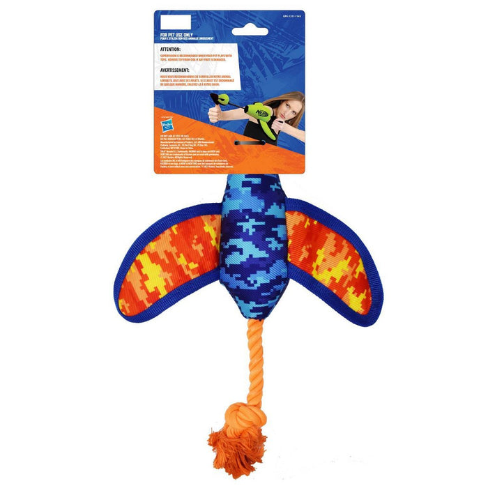 NERF Nylon Digital Camo Crinkle Wing Launching Duck Dog Toy - Orange/Blue - 16.5"
