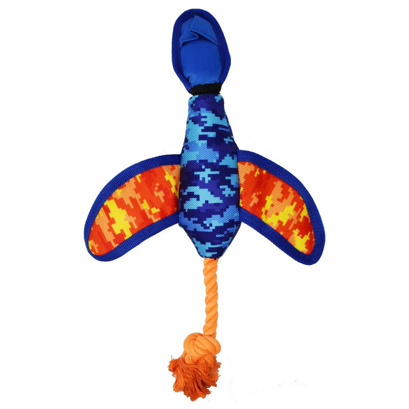 NERF Nylon Digital Camo Crinkle Wing Launching Duck Dog Toy - Orange/Blue - 16.5"