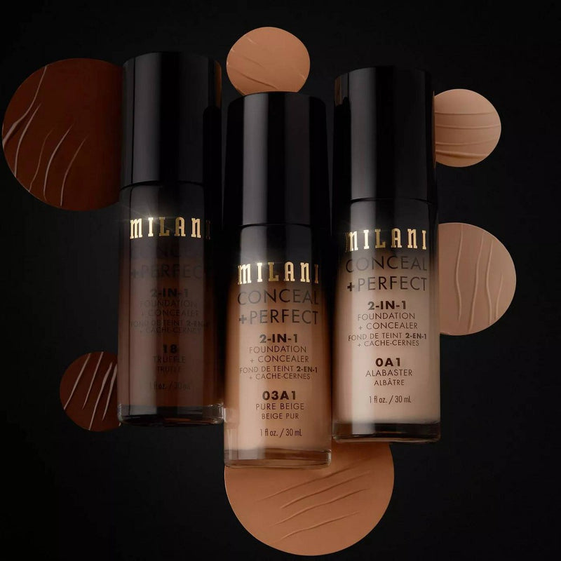 Milani Conceal + Perfect 2-in-1 Foundation + Concealer Cruelty-Free Liquid Foundation - Golden Toffee 14 - 1 fl oz