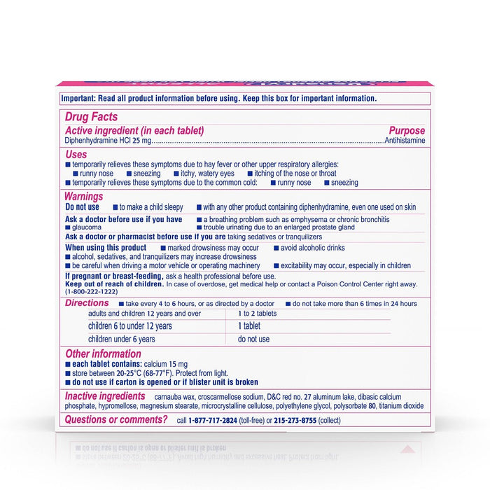 Benadryl Ultratabs Allergy Relief Tablets - Diphenhydramine HCl - 24ct