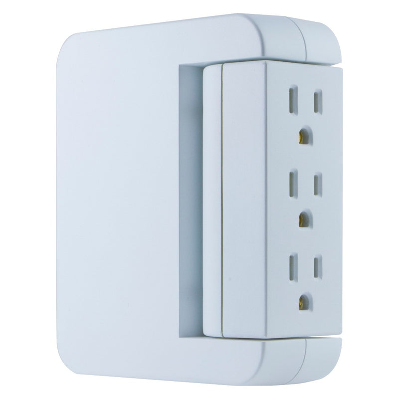 GE Pro 5 Outlet Sur Protector Wall Tap with Swivel Access White