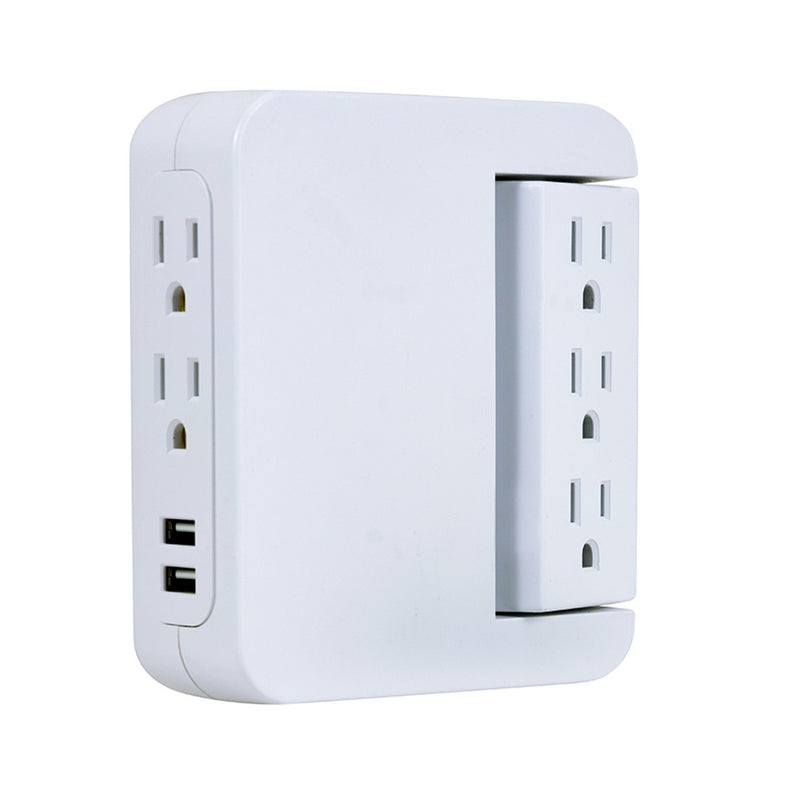 GE Pro 5 Outlet Sur Protector Wall Tap with Swivel Access White